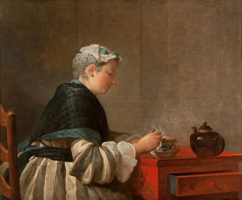 Chardin, Jean-Baptiste Simeon, 1699-1779; A Lady Taking Tea