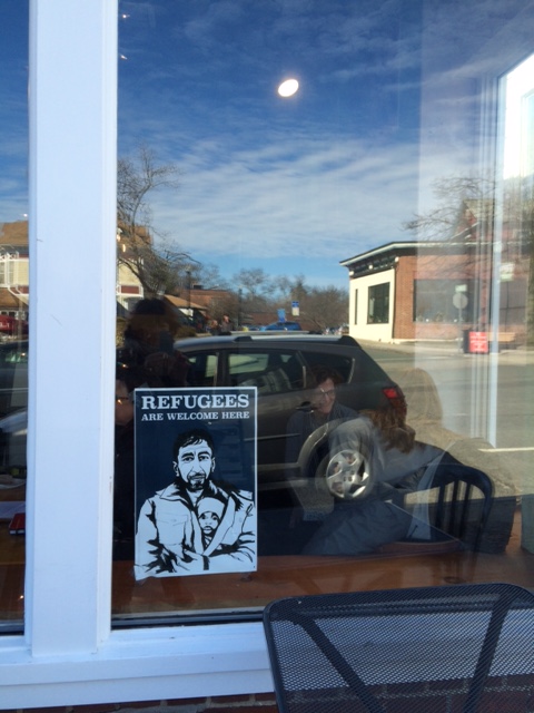 Un café à Amherst, avec reflets