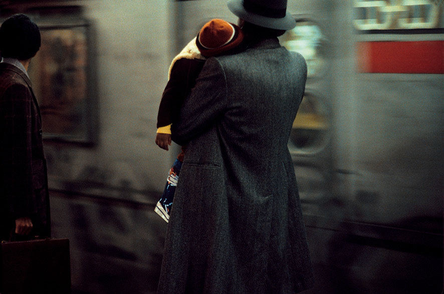 #52_1984, NY, USA, father and child, in the subway
