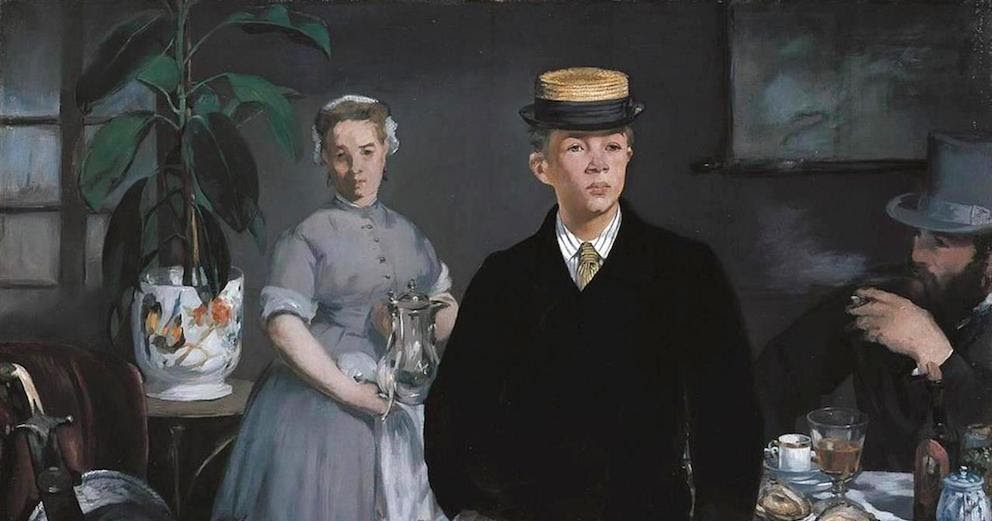 Édouard Manet (French, 1832-1883) The Luncheon in the Studio (1868) Oil on canvas, 118 x 158.9 cm. Bayerische Staatsgemaldesammlungen, Munich