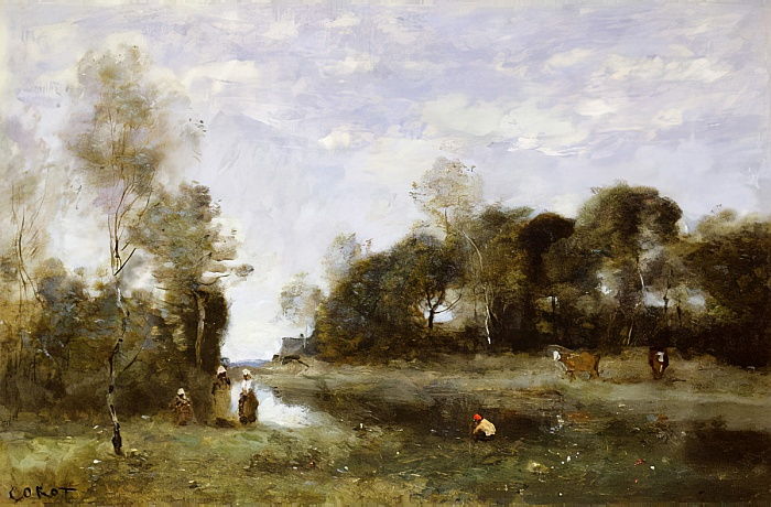 Jean Baptiste Camille Corot - Souvenir of the Bresle at Incheville - (MeisterDrucke-262371)
